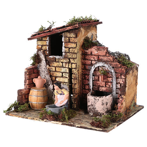 Moving laundress and fountain with pump 15x20x15 cm 2