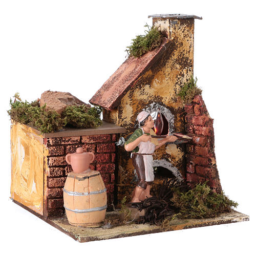 Pizzaiolo 10 cm in movimento ambientato con lampada effetto fiamma 3