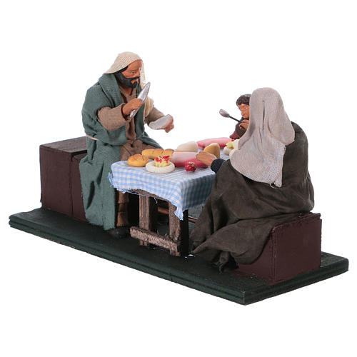 12 cm Moving Family at Dinner with Child Neapolitan nativity 2