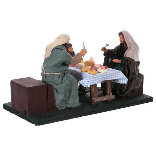 12 cm Moving Family at Dinner with Child Neapolitan nativity 3