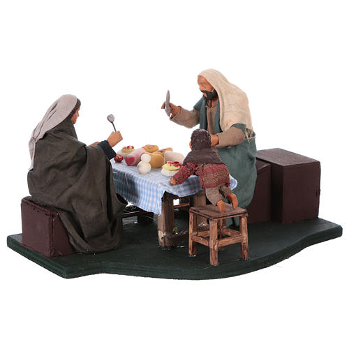 12 cm Moving Family at Dinner with Child Neapolitan nativity 4