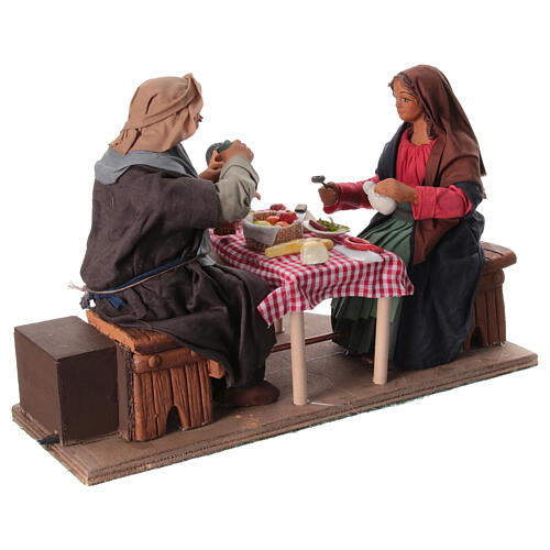 Scène famille à table avec enfant 24 cm mouvement crèche Naples 3