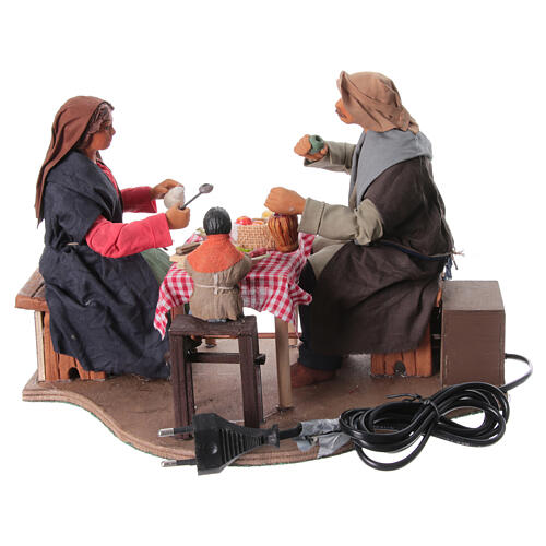 Scène famille à table avec enfant 24 cm mouvement crèche Naples 4