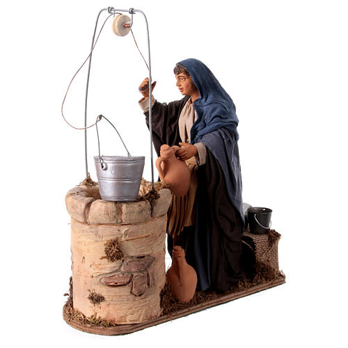 Moving woman fetching water from a well for 30 cm Nativity scene 6