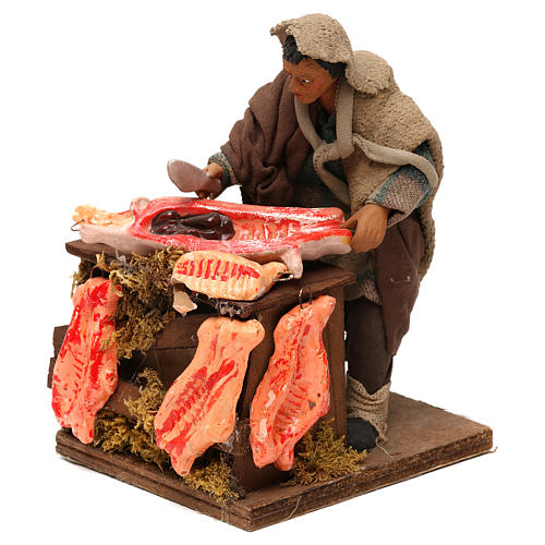 STOCK Açougueiro com carne movimento para presépio napolitano com figuras de 14 cm de altura média 2