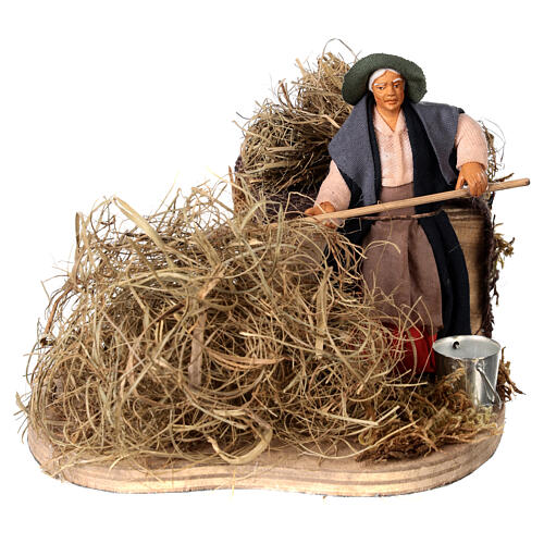 Animated Farmer with pitchfork, 10 cm Neapolitan nativity 1