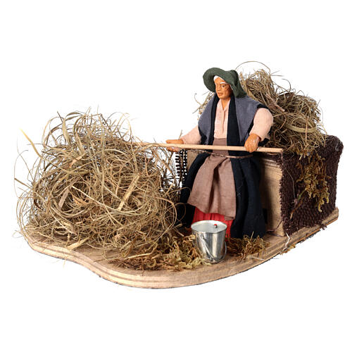 Animated Farmer with pitchfork, 10 cm Neapolitan nativity 2