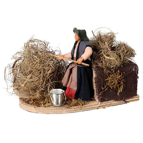 Animated Farmer with pitchfork, 10 cm Neapolitan nativity 4