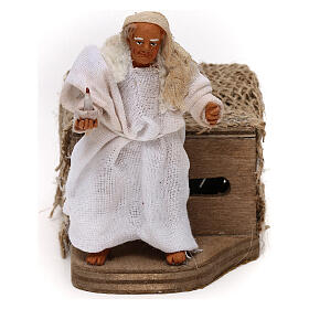 Animated Man with candle, 10 cm Neapolitan nativity