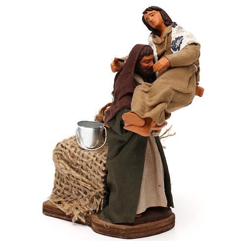 Animated Man with woman in arms,12 cm Neapolitan nativity 1