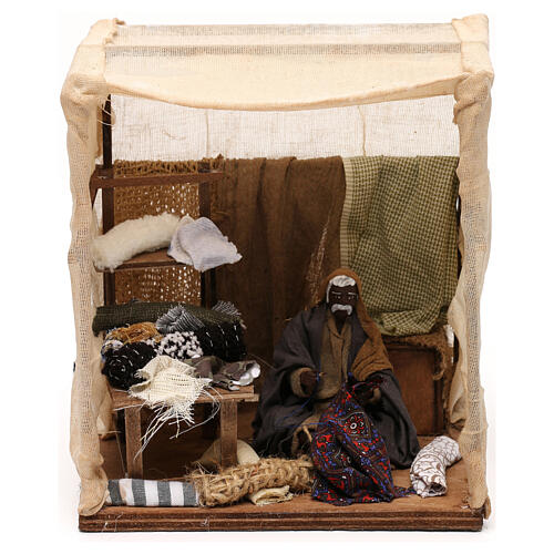 Animated tailor with curtain, 12 cm Neapolitan nativity 1