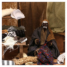 Tailor with curtain, 12 cm moving Neapolitan nativity