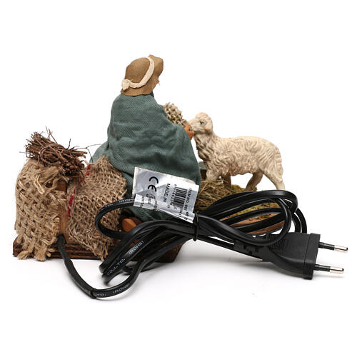 Animated man kneeling with sheep, 12 cm Neapolitan nativity 4