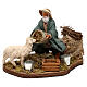 Animated man kneeling with sheep, 12 cm Neapolitan nativity s1