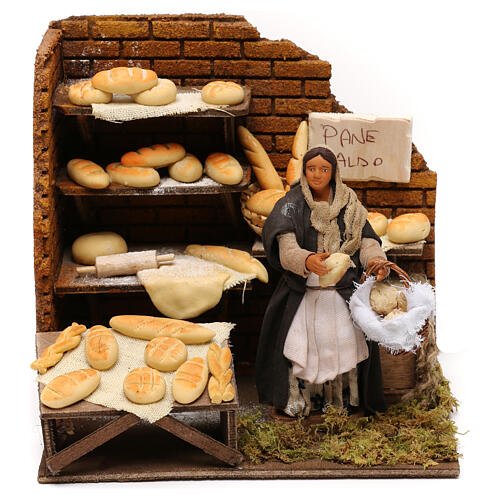 Animated figurine in a bread shop, 12 cm Neapolitan nativity 1