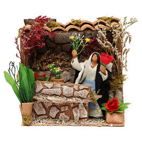 Animated flower shop setting 12 cm Nativity Scene