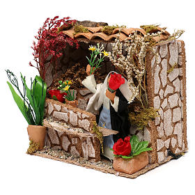 Miniature flower shop setting with movement, 12 cm nativity