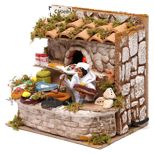 Animated chef scene with oven lights 12 cm nativity scene 2