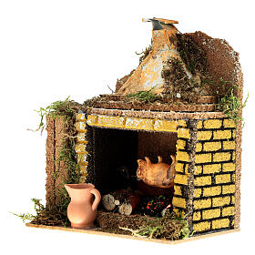 Rotisserie setting with movement and flame effect 20x15x10 cm for Nativity scenes of 10 cm