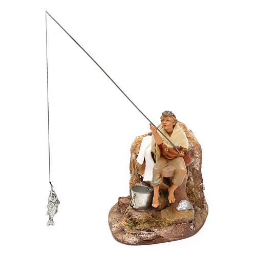 Fisher with removable rod and movement, Fontanini 10 cm nativity 1
