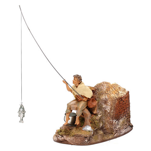 Fisher with removable rod and movement, Fontanini 10 cm nativity 2