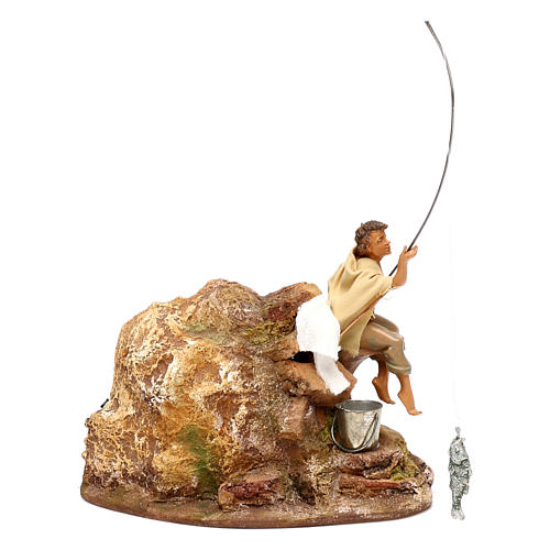 Fisher with removable rod and movement, Fontanini 10 cm nativity 3