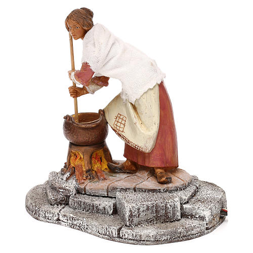 Polenta maker, Fontanini 19 cm nativity with movement and flame light effect 2