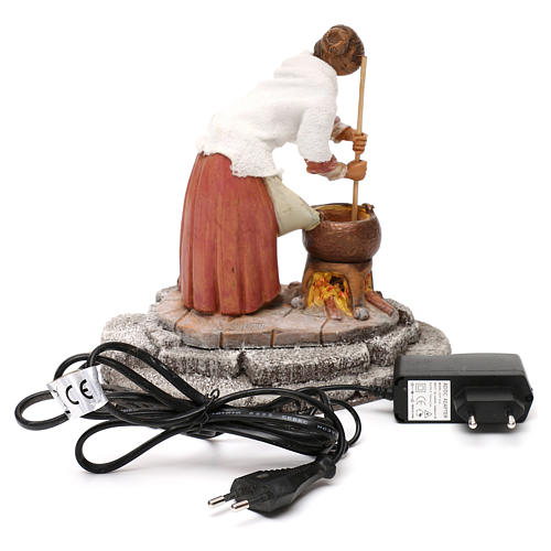 Polenta maker, Fontanini 19 cm nativity with movement and flame light effect 4