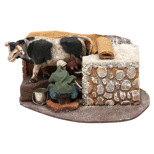 Cow milking Oliver with movement, for 10 cm nativity 1