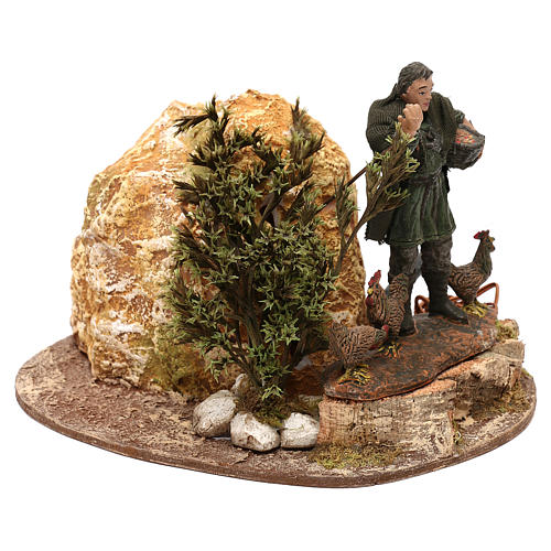 Man with hens Oliver with movement, for 10 cm nativity 3