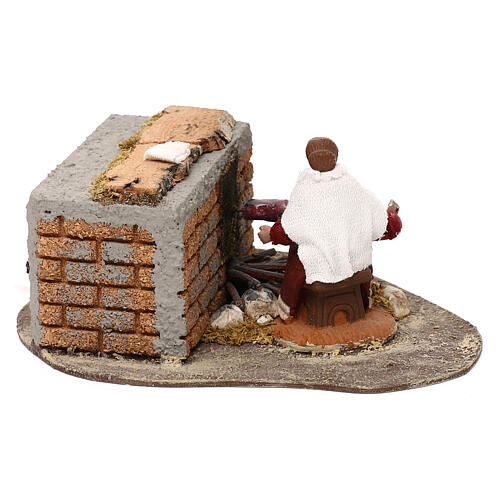 Animated woman with rotisserie Oliver for 10 cm Nativity Scene 3