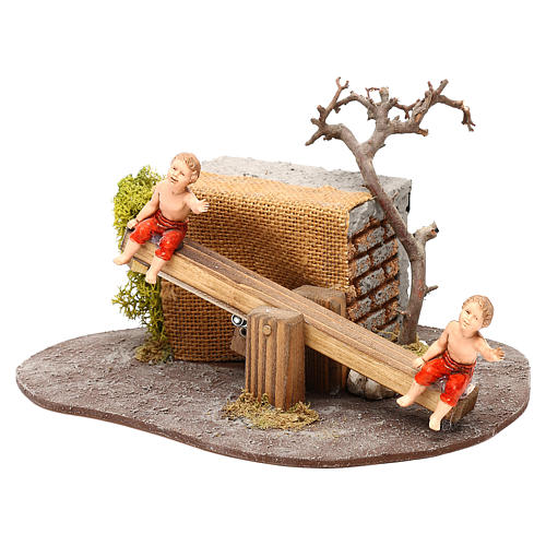 Children on seesaw Oliver with movement, for 10 cm nativity 2