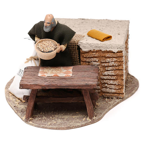 Mann mit Sieb für Mehl Mod. Oliver 10cm bewegliche Krippenfigur 1
