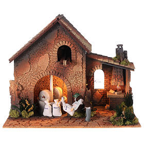 Nativity setting for 12 cm figurines with moving grinder 35x45x30 cm