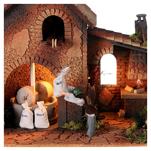 Nativity setting for 12 cm figurines with moving grinder 35x45x30 cm 2