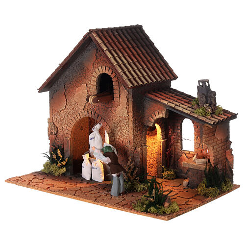 Nativity setting for 12 cm figurines with moving grinder 35x45x30 cm 3