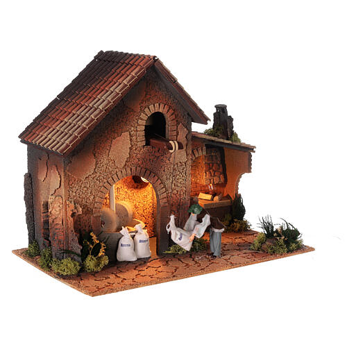 Nativity setting for 12 cm figurines with moving grinder 35x45x30 cm 4