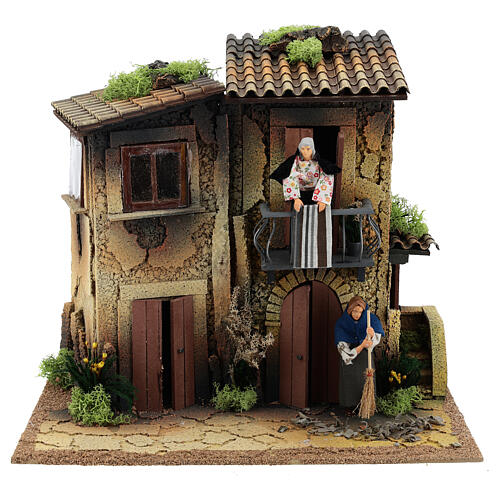 House with 2 women in motion 35x40x30 cm, 12 cm Nativity Scene 1