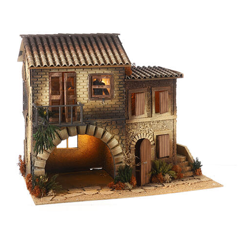 House with animated woman opening window 45x50x30 cm, 12 cm Nativity Scene 3