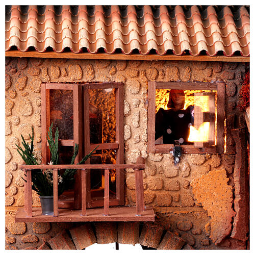 House with animated woman opening window 45x50x30 cm, 12 cm Nativity Scene 6