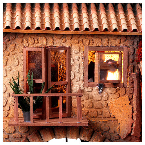 House with animated woman opening window 45x50x30 cm, 12 cm Nativity Scene 7