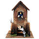 House with woman window basket 40x30x20 cm, moving nativity 12 cm s1