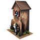 House with woman window basket 40x30x20 cm, moving nativity 12 cm s2