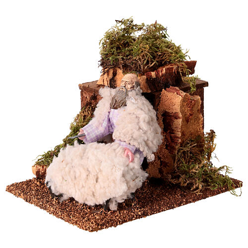 Tendeur moutons avec mouvement 10x15x10 cm crèche 12 cm 2