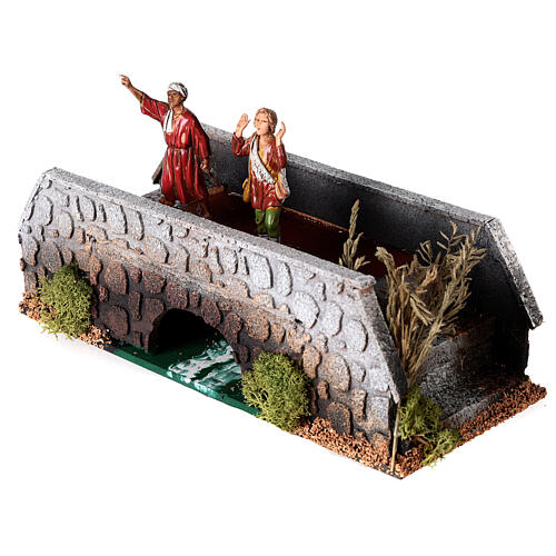 Moving shepherds on bridge of 10x25x10 cm Nativity Scene 12 cm 2