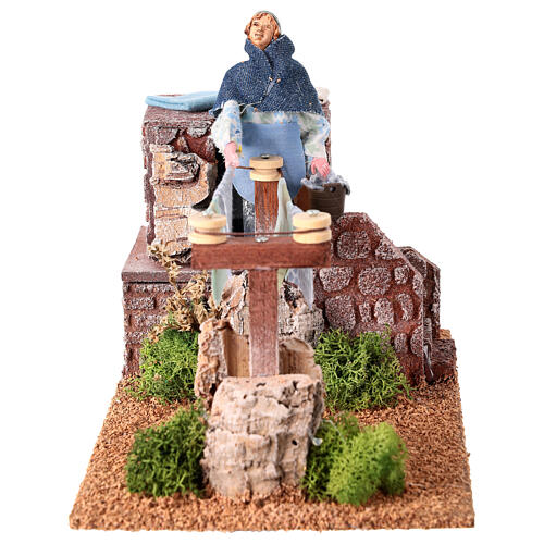 Donna che stende panni presepe 12 cm movimento presepe 1