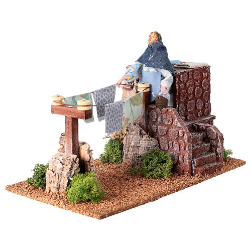 Donna che stende panni presepe 12 cm movimento presepe 2