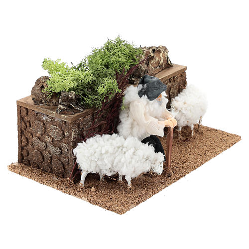 Pastor con ovejas en movimiento 10 cm belén 3