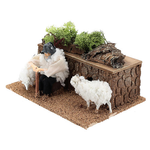 Pastor com ovelhas em movimento para presépio com figuras de 10 cm de altura média 2