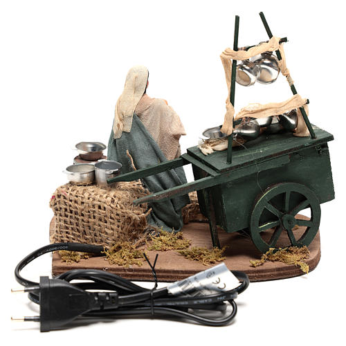 Animated pot seller with cart 18x19x10 cm, for 10 cm Neapolitan nativity 4
